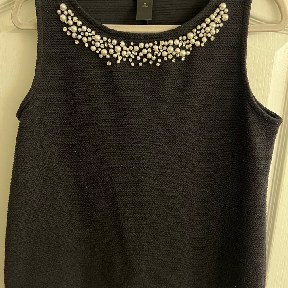Ann Taylor Factory Black Top with Pearl Accents